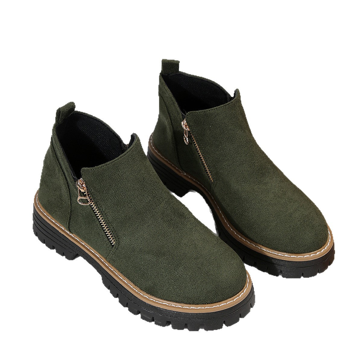 Bottines à fermeture zippée et semelle crantée élégante