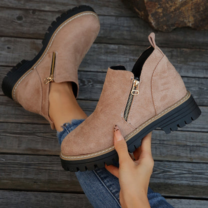 Bottines à fermeture zippée et semelle crantée élégante