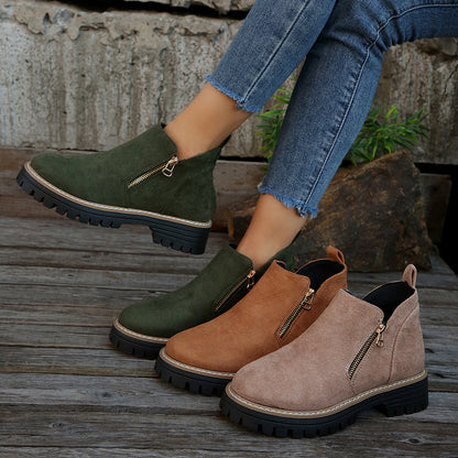 Bottines à fermeture zippée et semelle crantée élégante