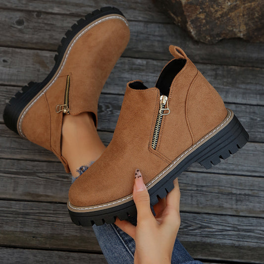 Bottines à fermeture zippée et semelle crantée élégante