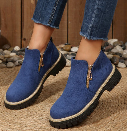 Bottines à fermeture zippée et semelle crantée élégante