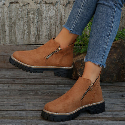 Bottines à fermeture zippée et semelle crantée élégante