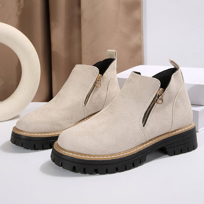 Bottines à fermeture zippée et semelle crantée élégante